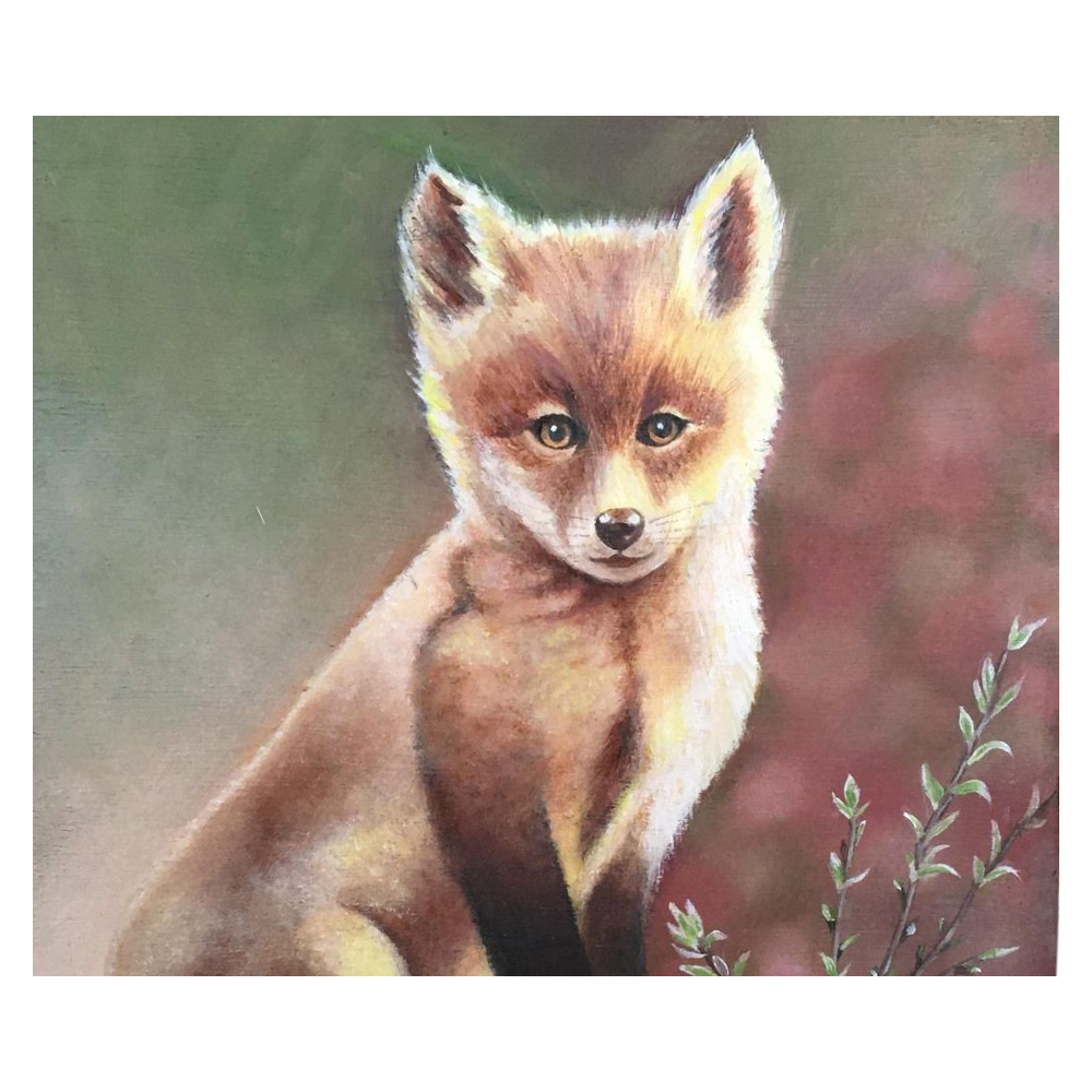 Fox Kit Oil Painting 6 x 6