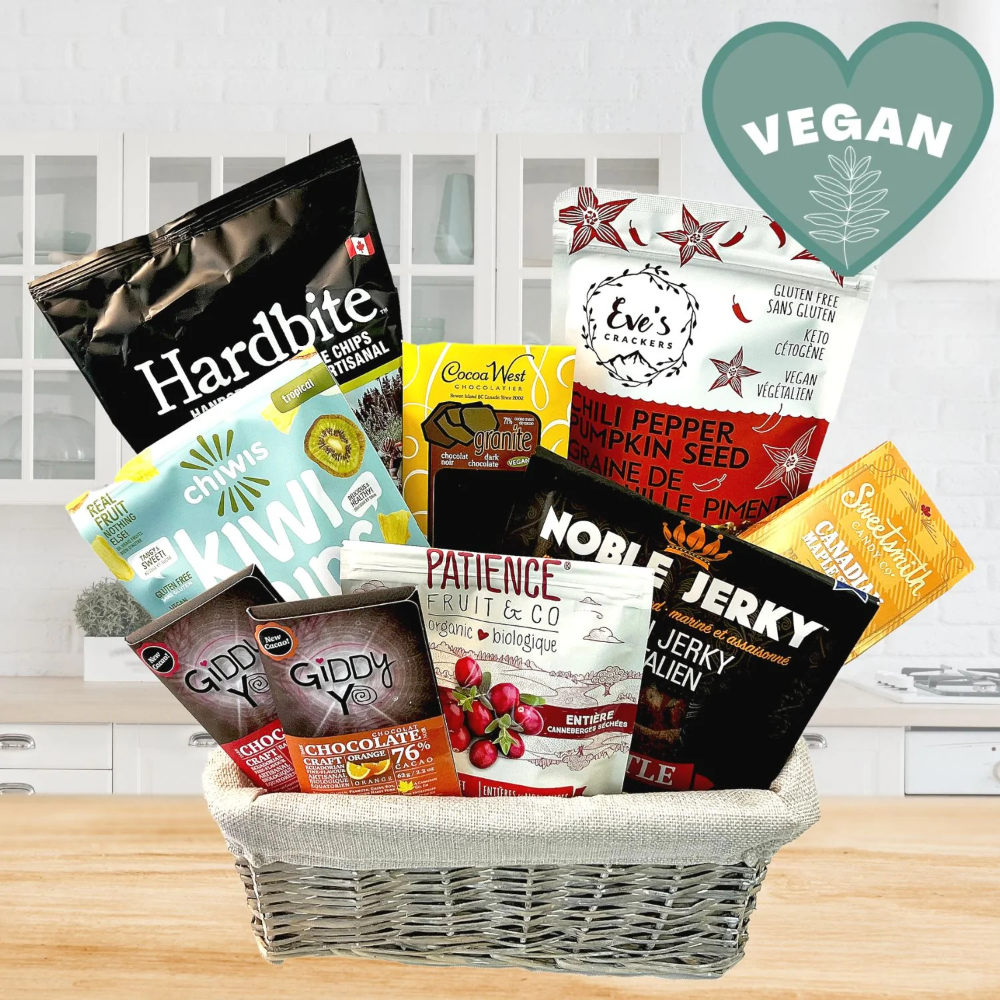Vegan Sweet & Savoury Gift Basket - Bulging Gift Baskets Vancouver