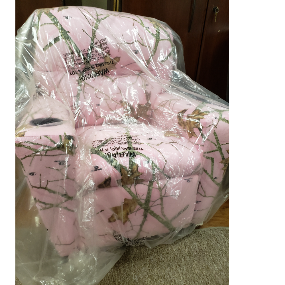 Pink Camo Kids Recliner with Cup Holder