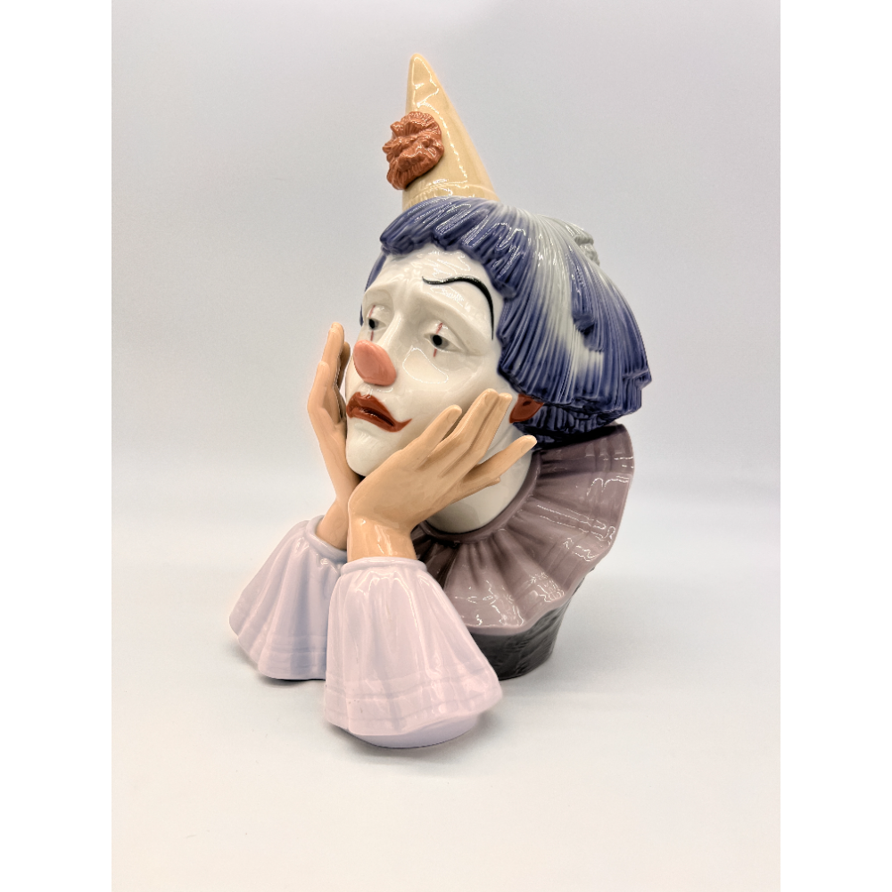 Lladro Porcelain Large "Jester" Head Sad Clown *Retired*