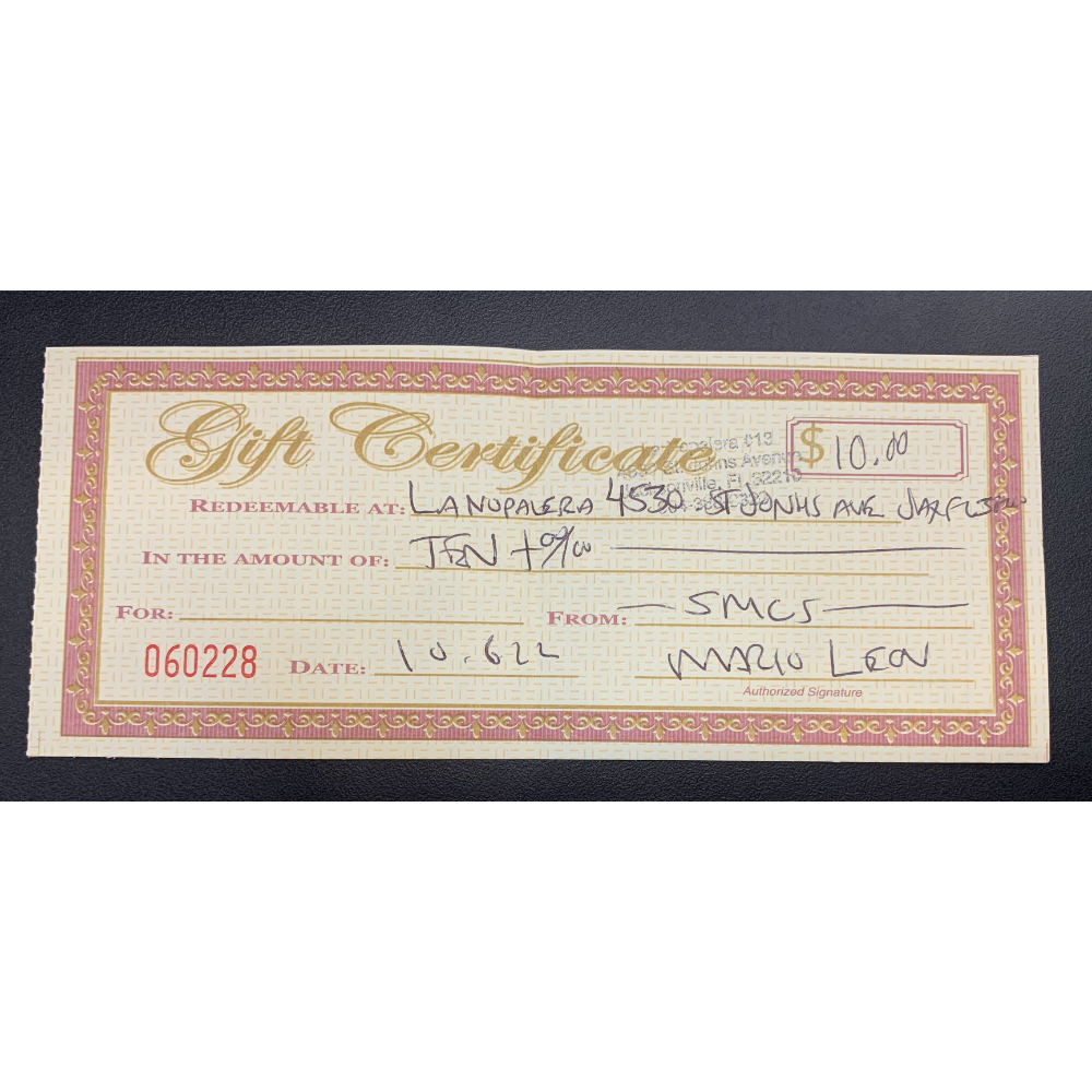 LaNopalera $10 Gift Certificate