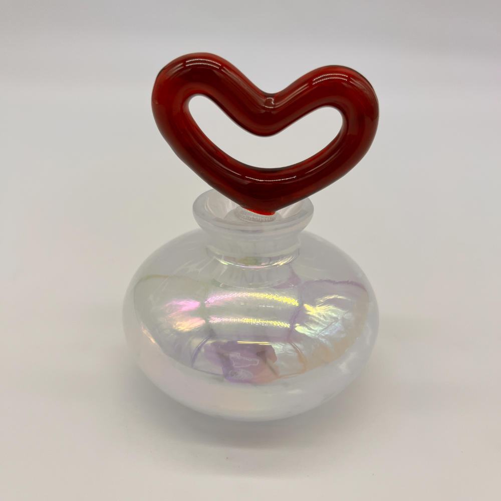 Perfume Bottle/Diffuser White with Red Heart Stopper 