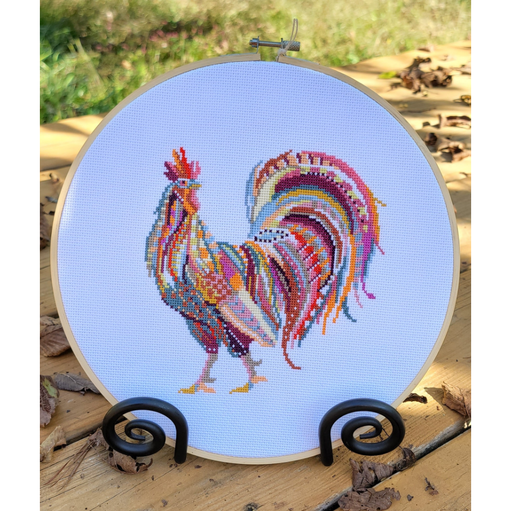Colorful Rooster Cross Stitch by Kathy Martin