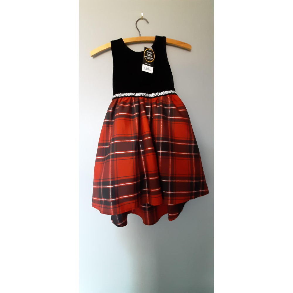 NEW Girls Christmas party dress Red Tartan NEW age 6
