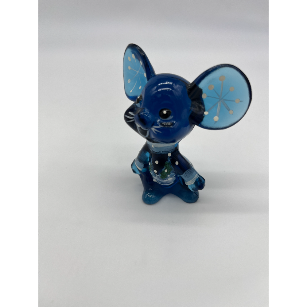 Fenton Blue Snowflake Mouse