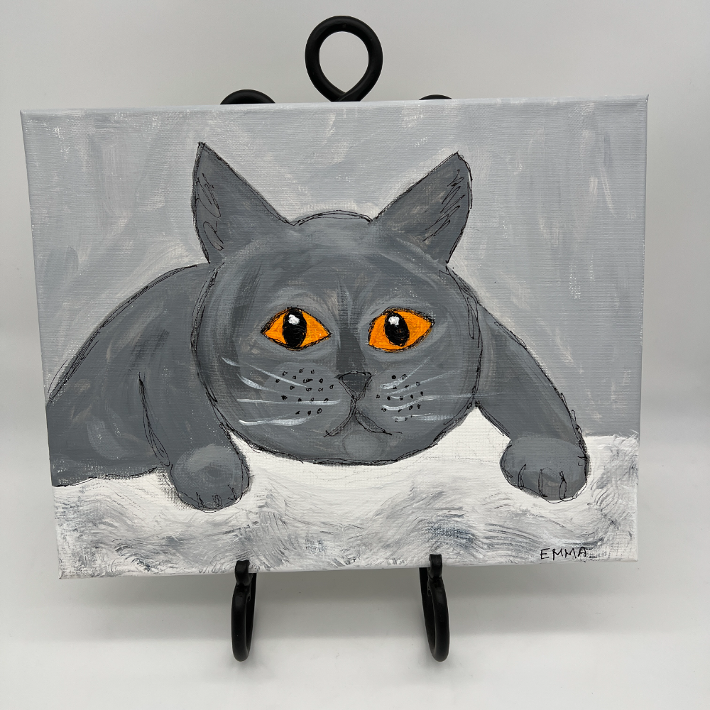 Grey Cat Original Painting
