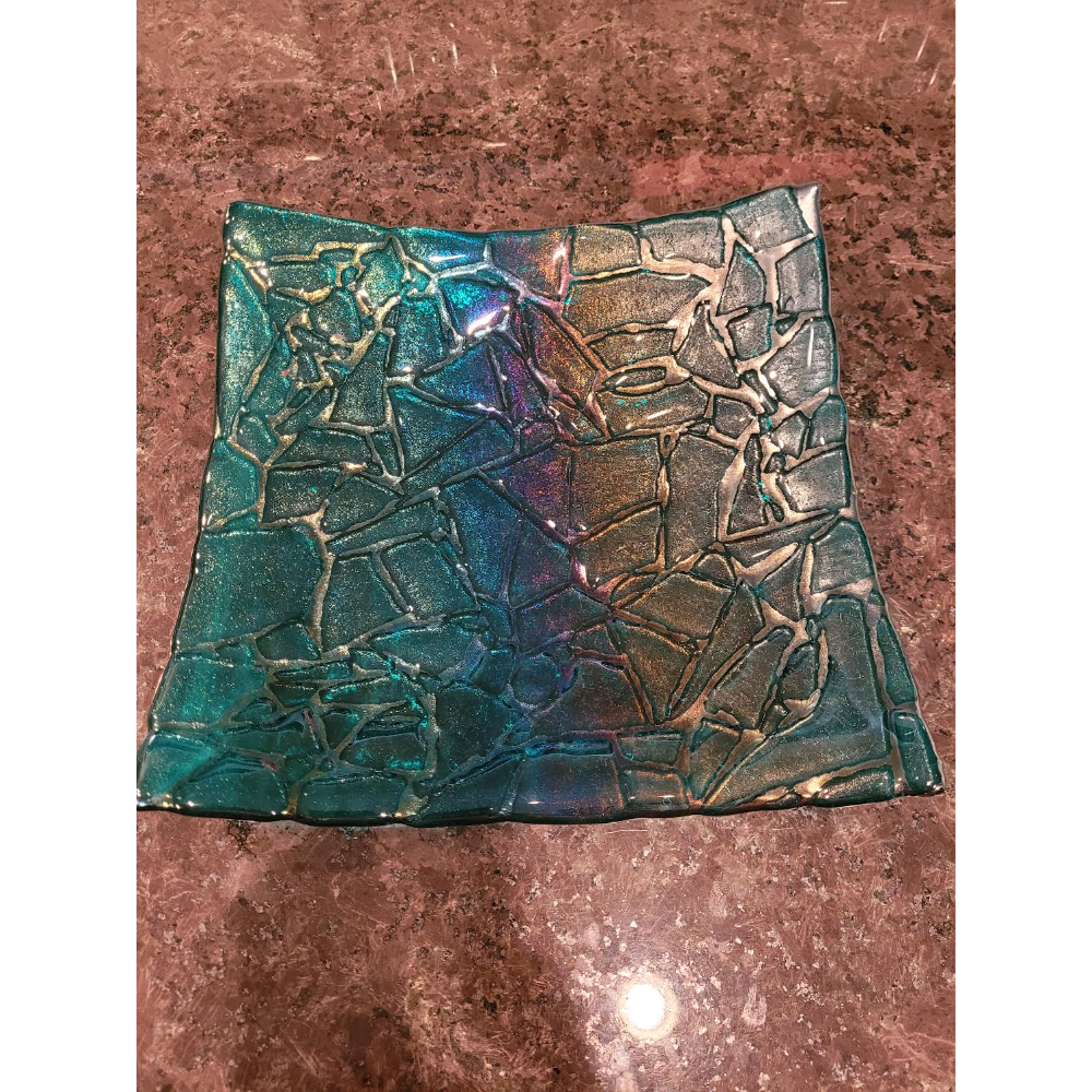 Teal Glass Platter 