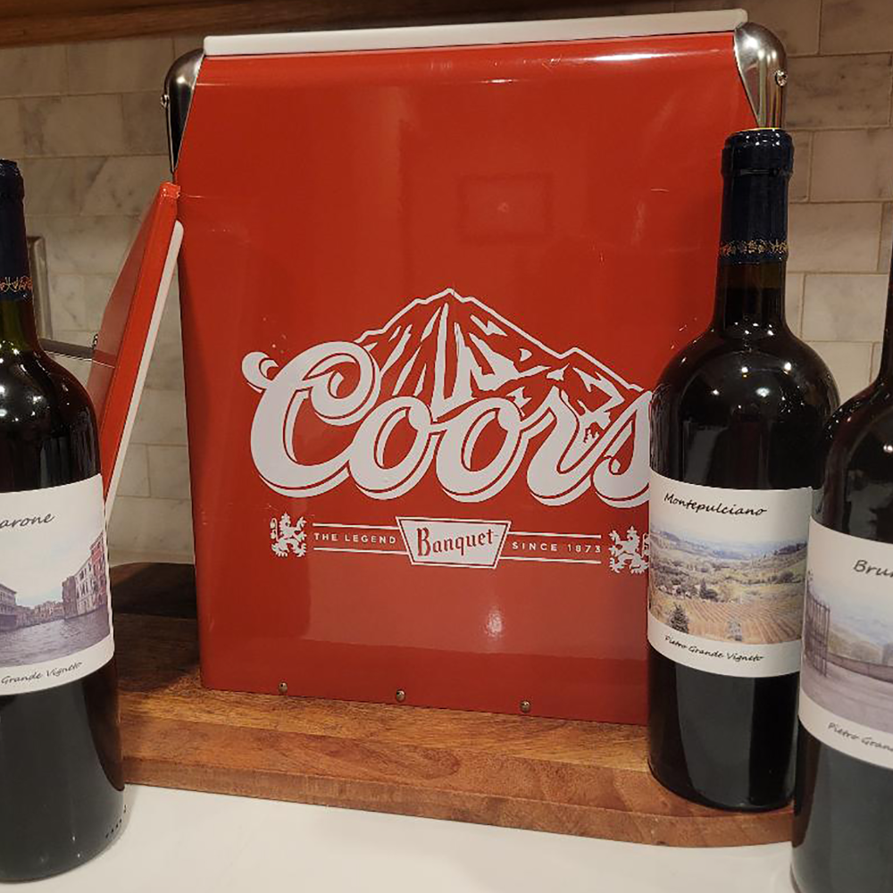 Coors Retro Cooler & 3 Bottles of Hand-Crafted Italian Wines