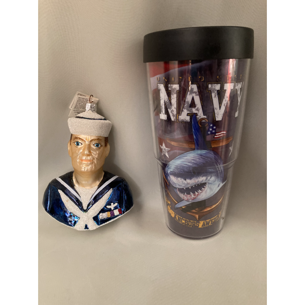 NAVY Christmas Ornament and Tervis 24 oz Cup
