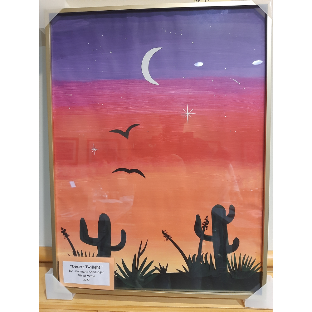 Framed Artwork by CMCSSSD Student. “Desert Twilight”