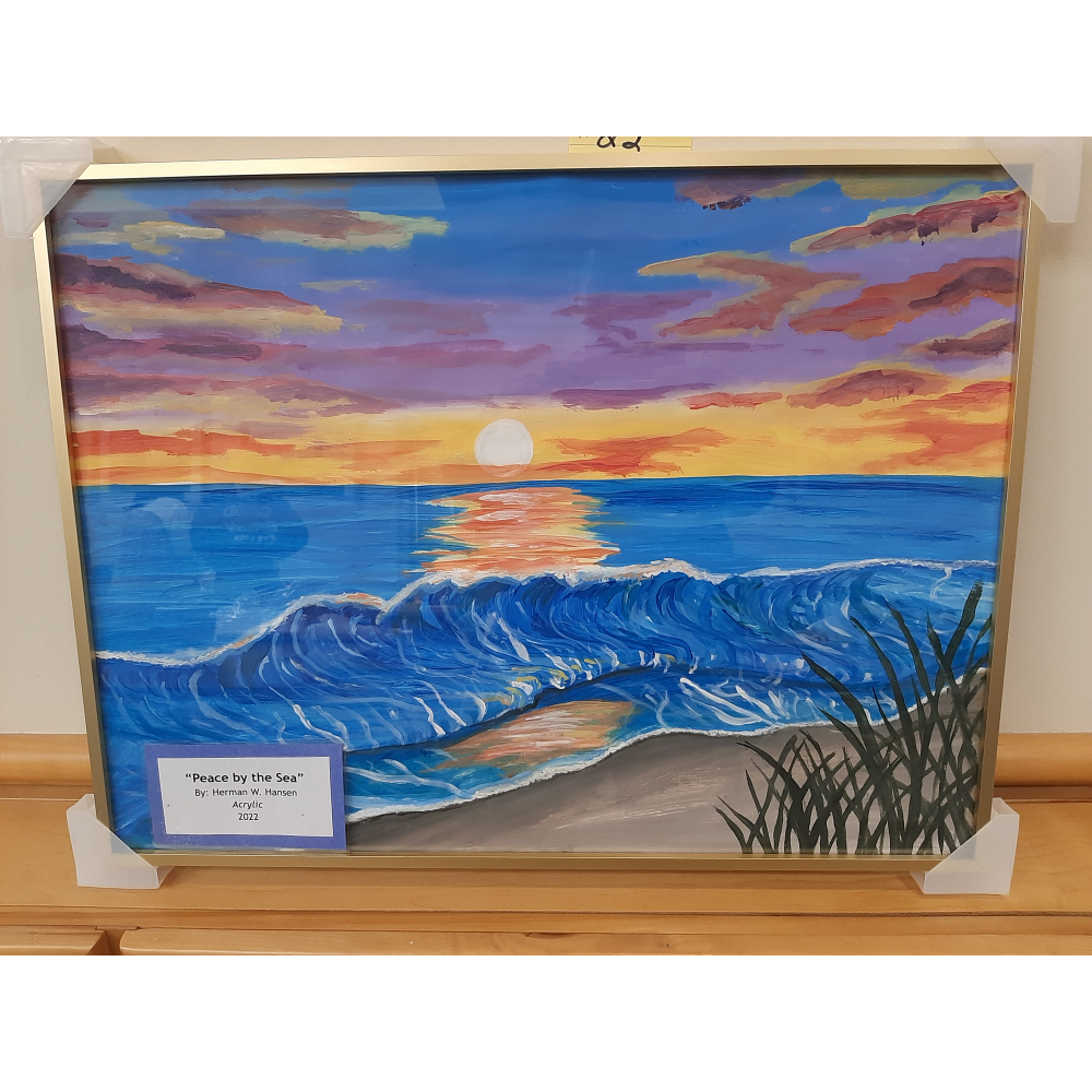 Framed Artwork by CMCSSSD Student.   “Peace by the Beach”