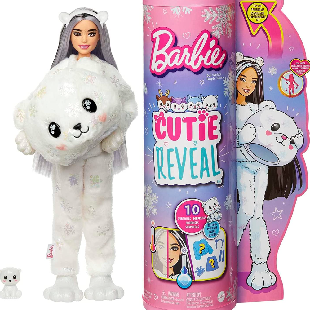 Barbie Doll Cutie Reveal Polar Bear Snowflake Sparkle Doll