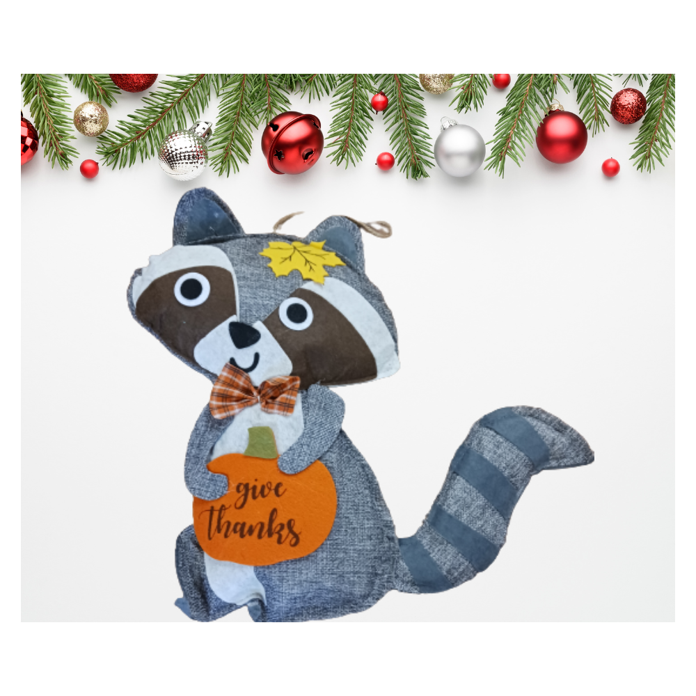 Raccoon Decoration Give Thanks