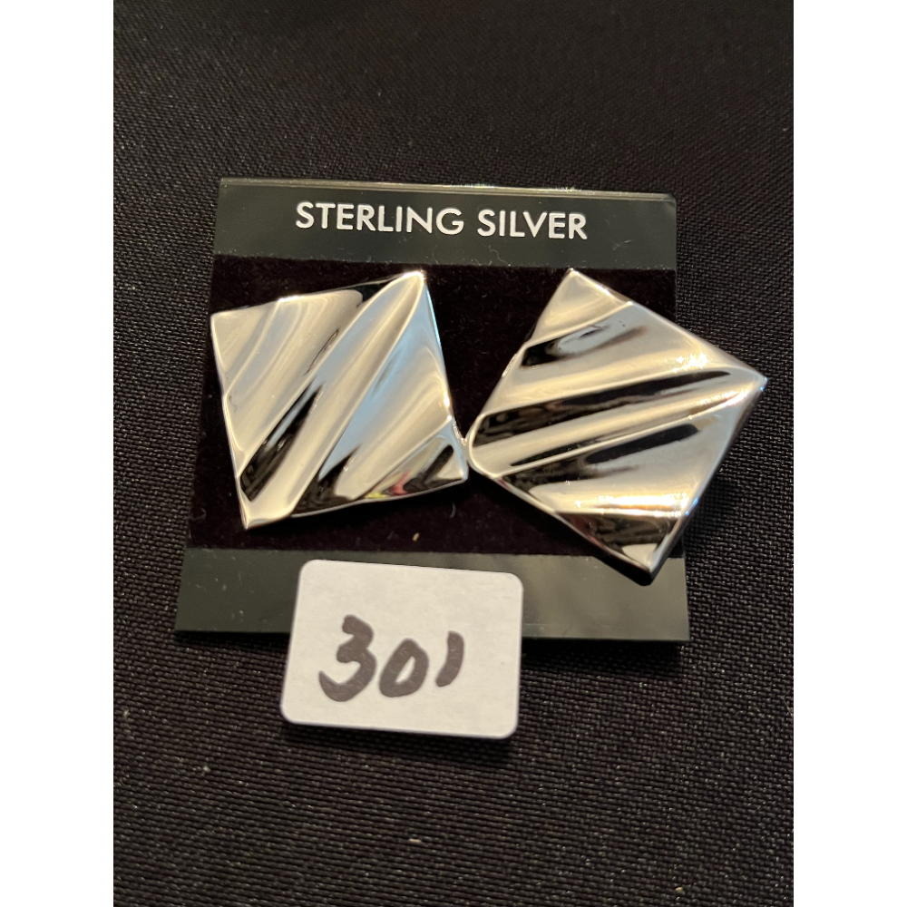 Sterling Silver Square Clip-on Earrings