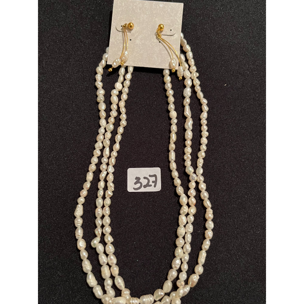 Fresh Water Rice Pearl Necklace and Earrings