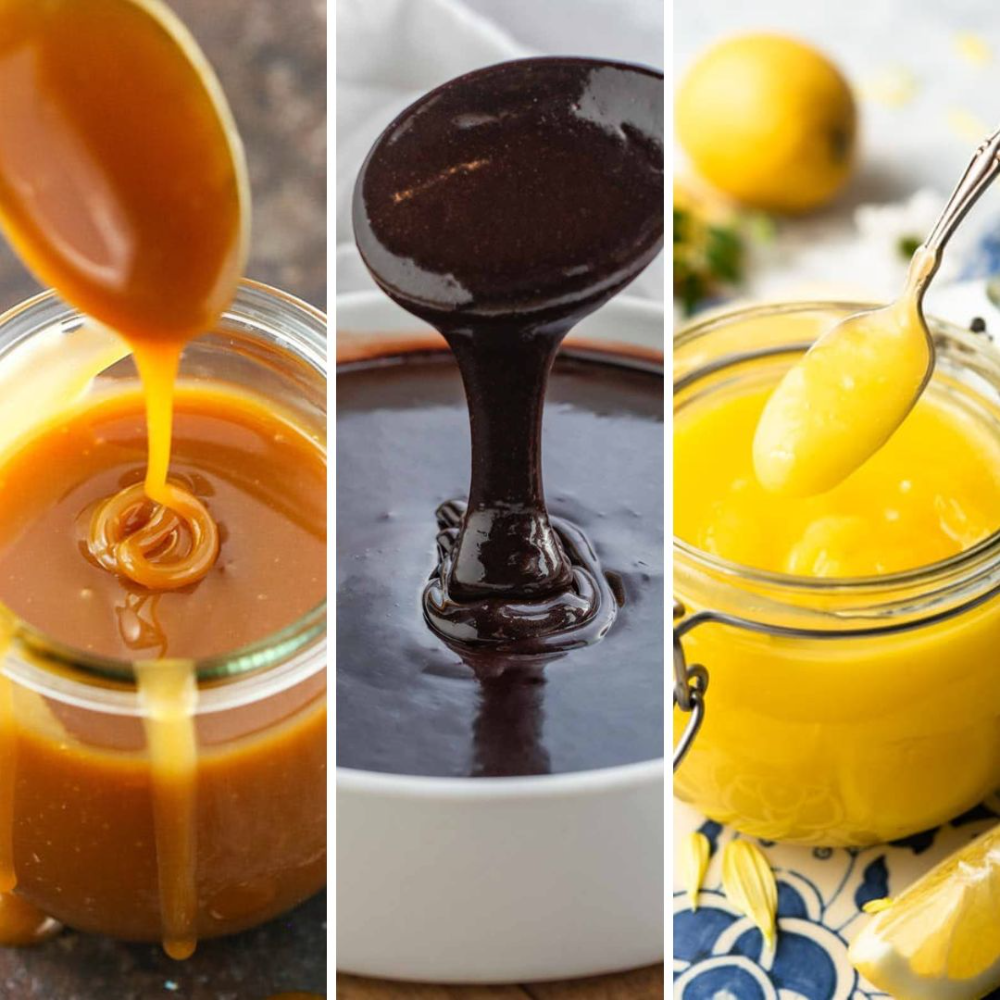 Triple Crown - Jar of Caramel Sauce, Jar of Hot Fudge, Jar of Lemon Curd