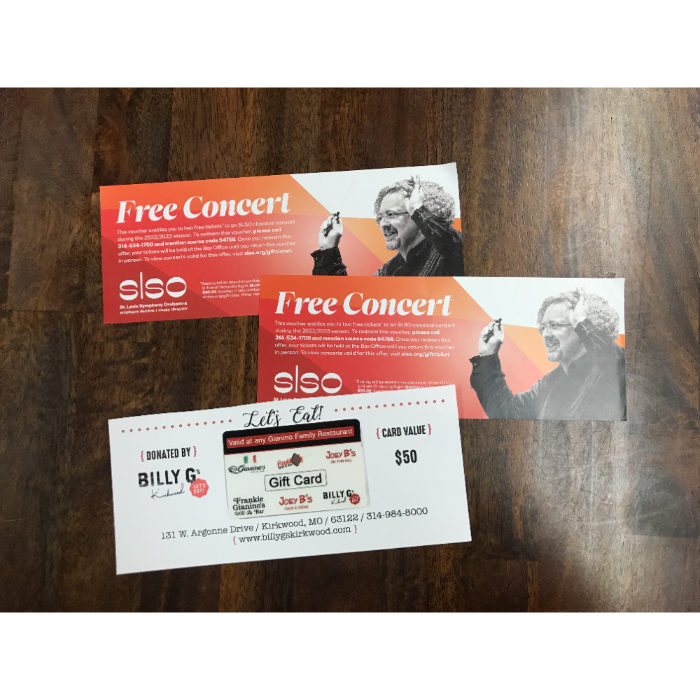 St. Louis Symphony Orchestra Tickets (4) + Dinner at Billy G's