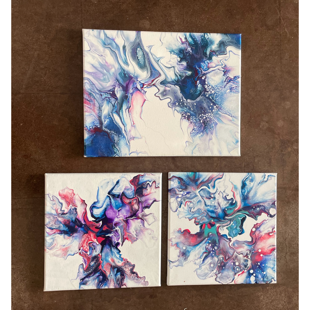"Synaptic Fire" Set of 3 Acrylic Paintings