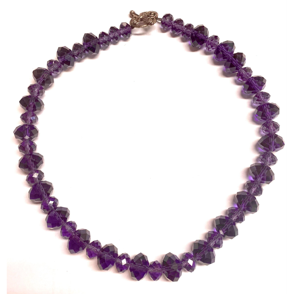 Faceted Purple Glass Necklace & Earring Set 