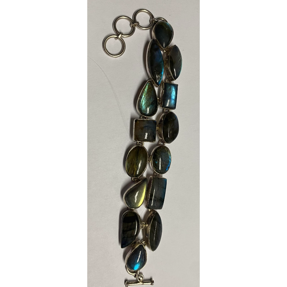 Incredible Two Strand Luminescent Labradorite Bracelet in Sterling Silver