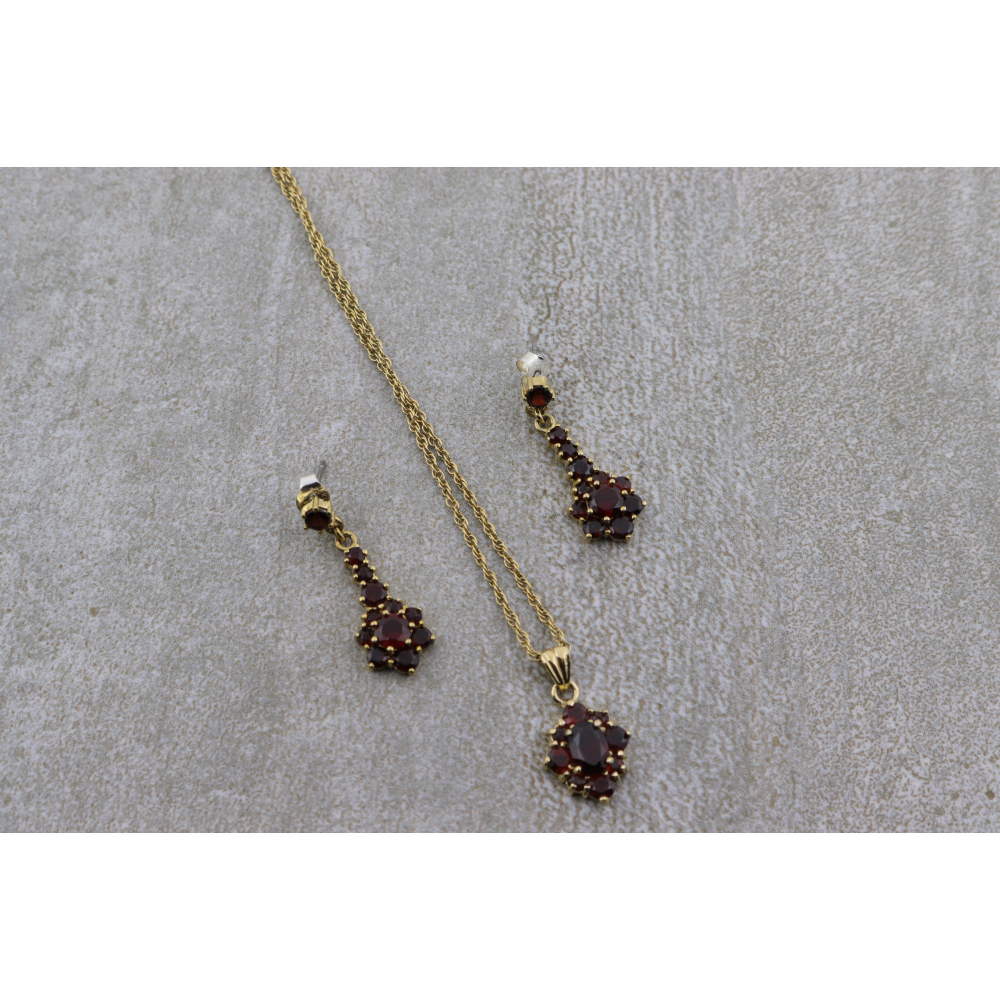 Gemstone Earrings and Necklace Set