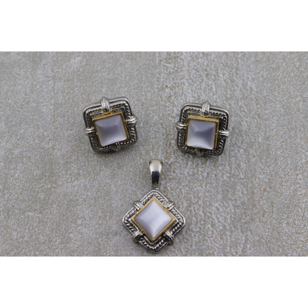 Moonstone Earrings and Pendant Set
