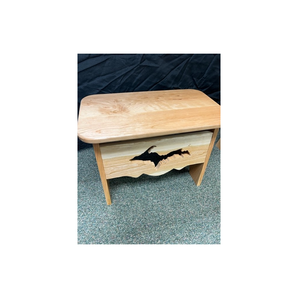 Maple Stool/Bench with U.P. and Bear Cutouts