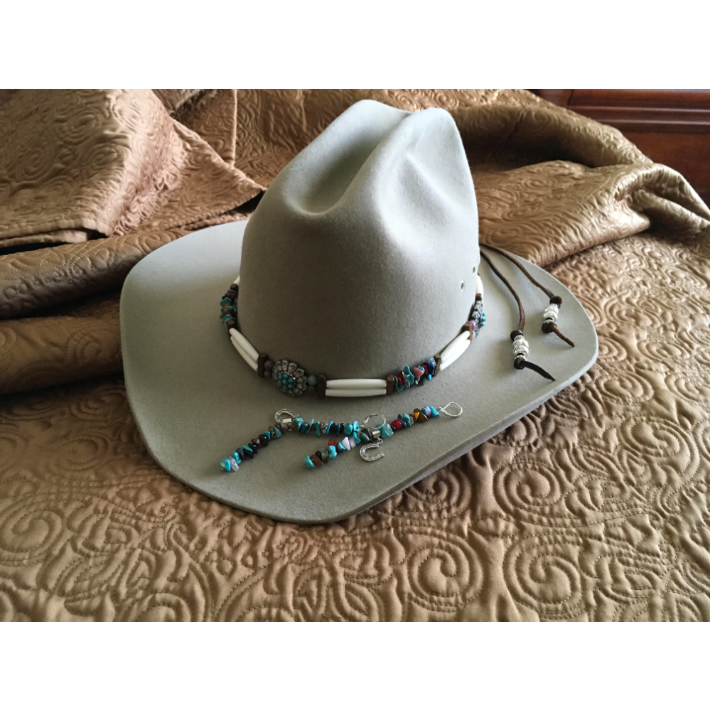 Multi-gemstone and silver Hatband