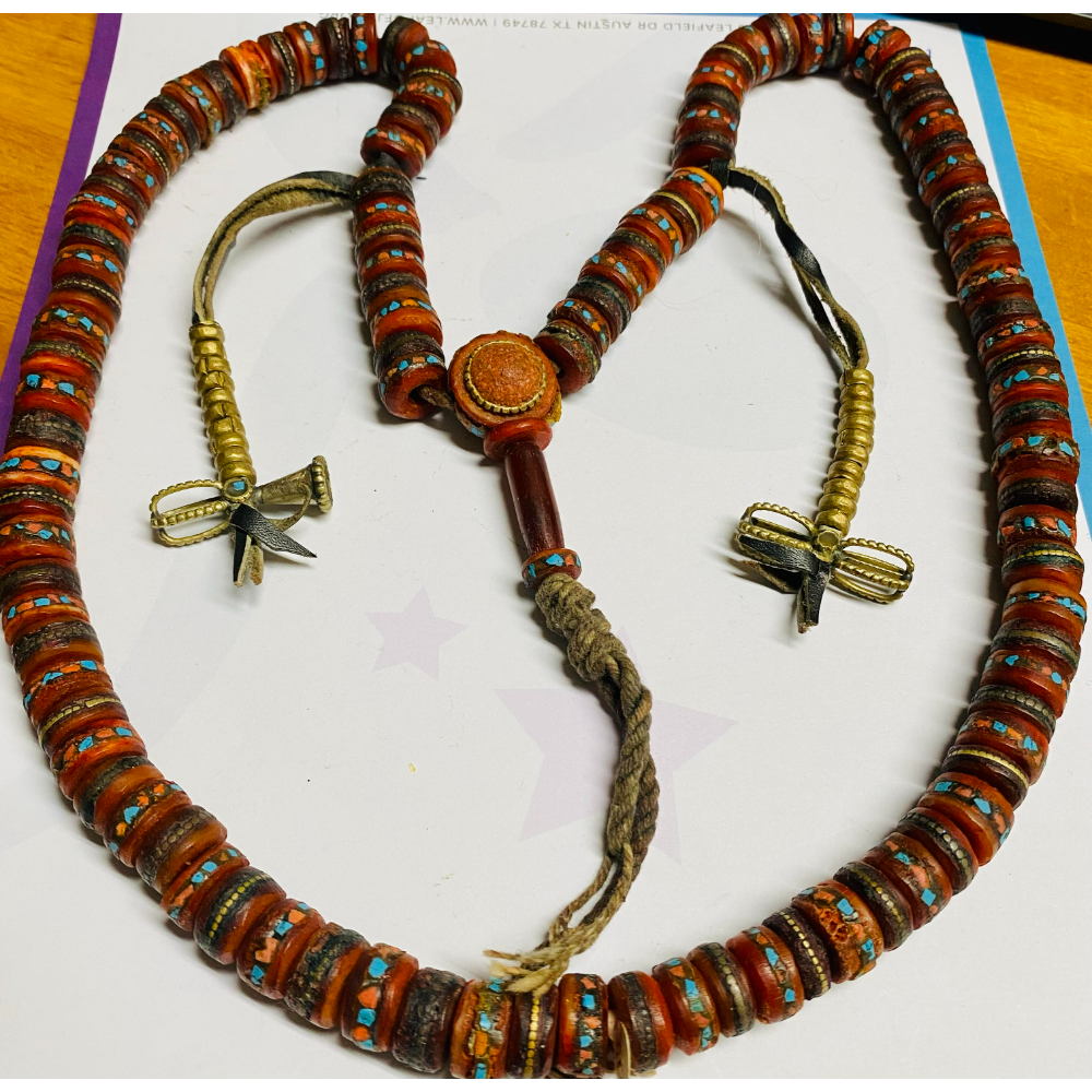 Tibetan Handmade Inlaid Beads Prayer Necklace 