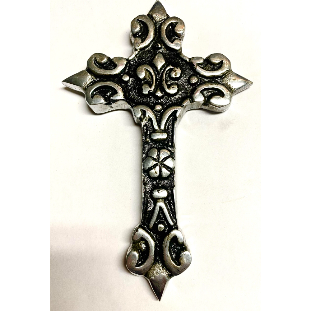 Small Heavy Metal Toulouse Hanging Cross 7" x 4-1/2"