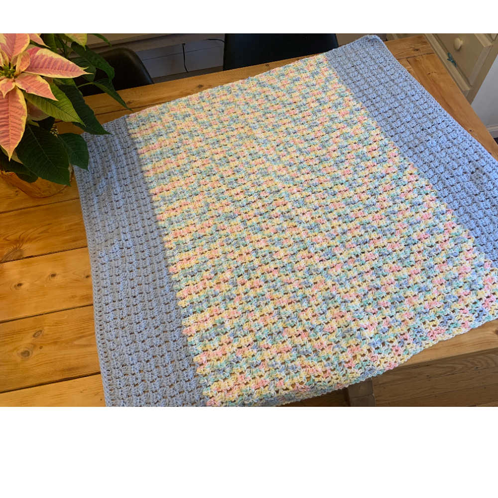 Blue, Pink, and Yellow Pastel Baby Blanket