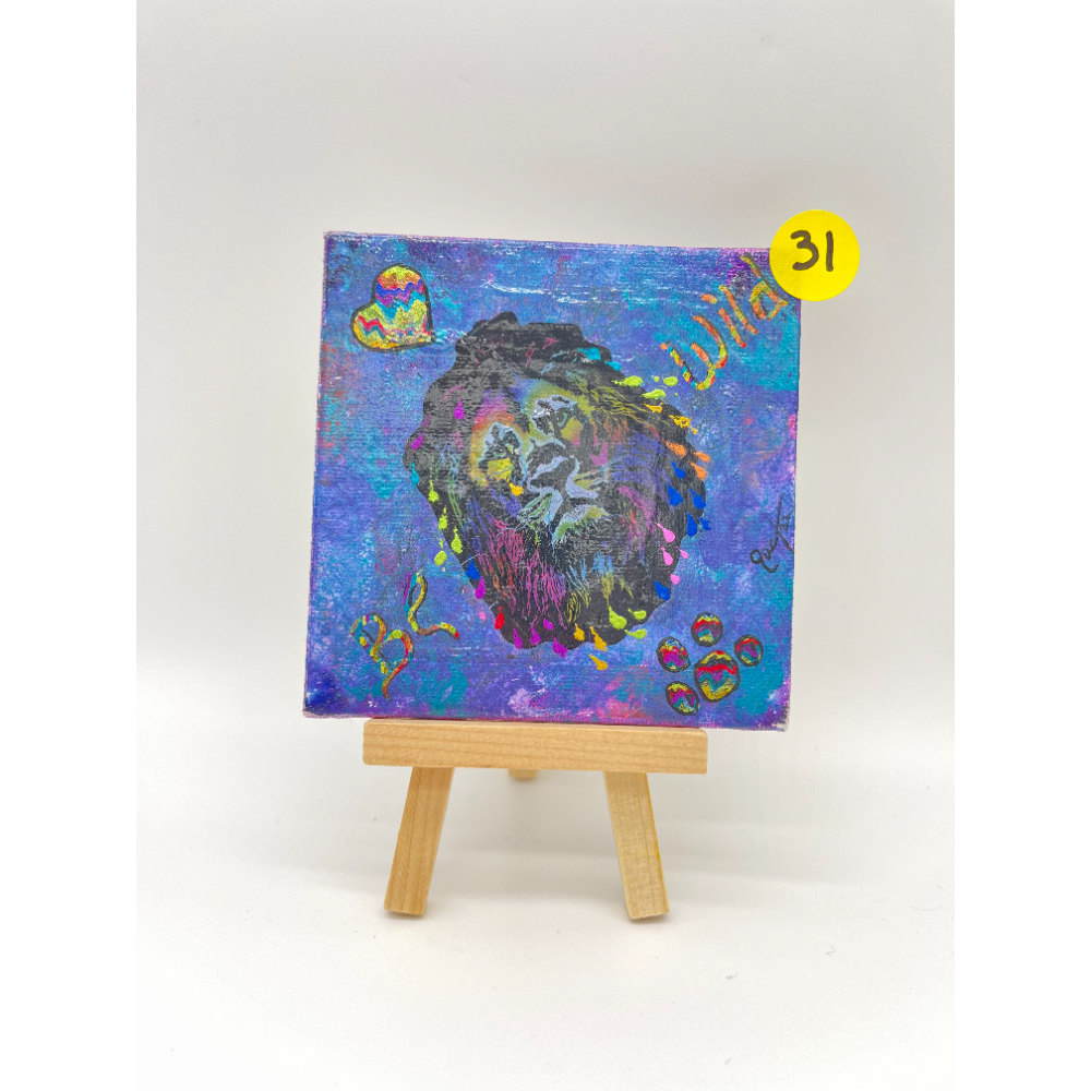 Hand Painted Colorful "Be Wild" Lion with Ease