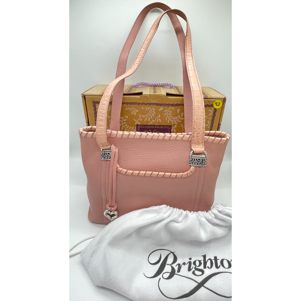Leather Rose Color Brighton Handbag