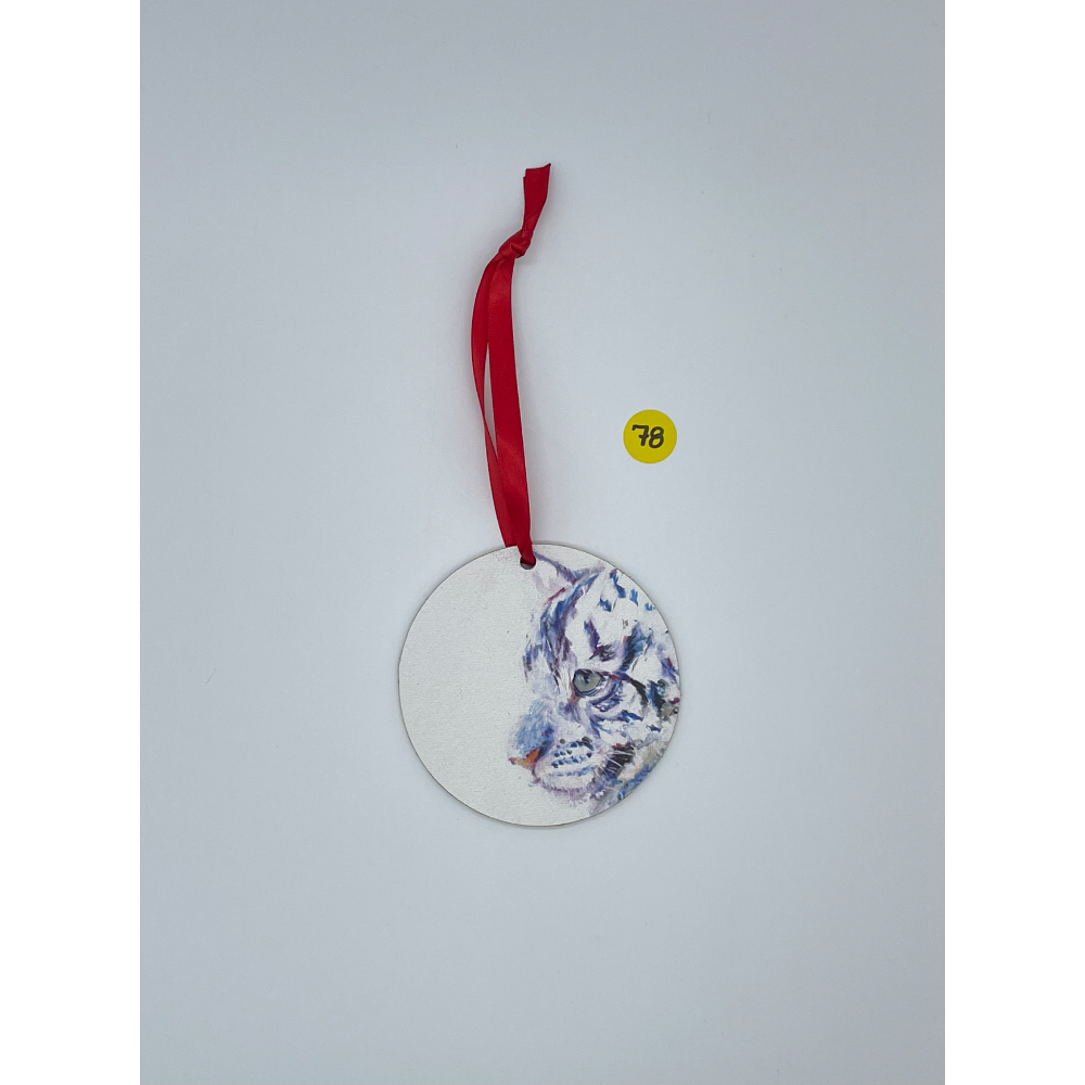 Round Christmas Ornament of Tanya the White Tiger