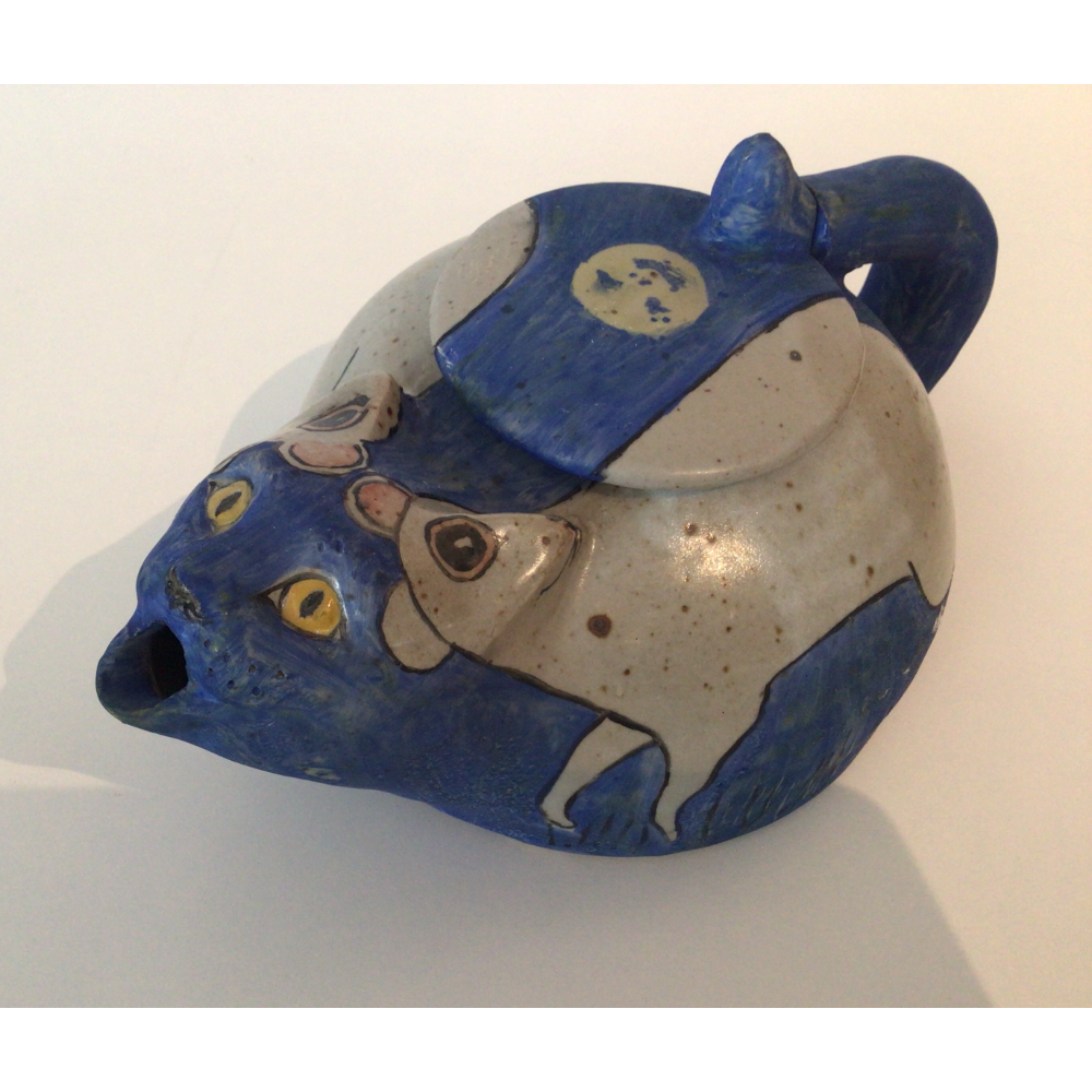 Blue Kitty Teapot