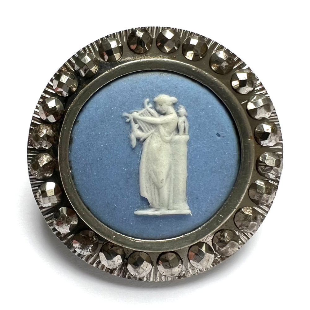An 18th c. Wedgwood set in steel button.