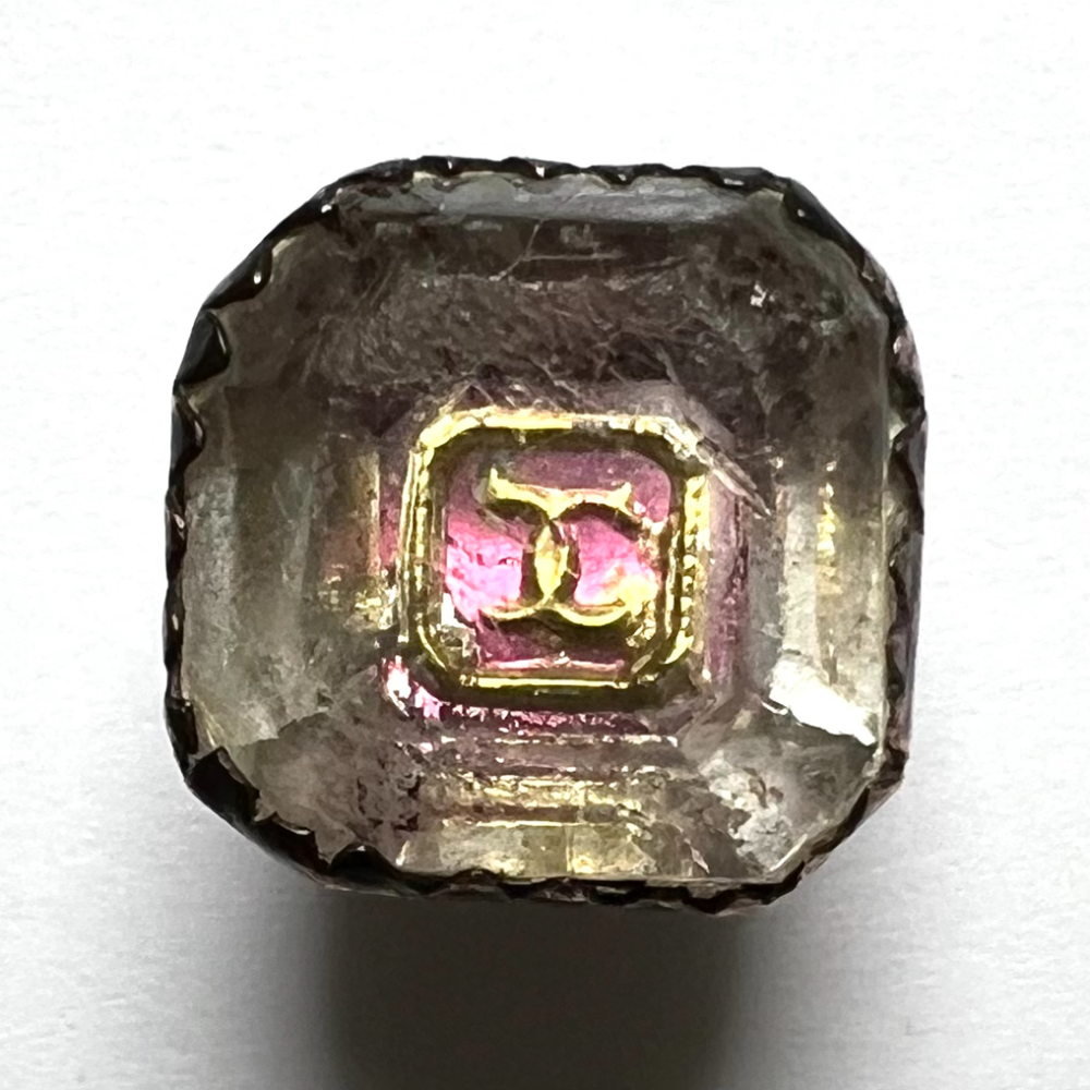 An 18th c. Stuart crystal breeches button.