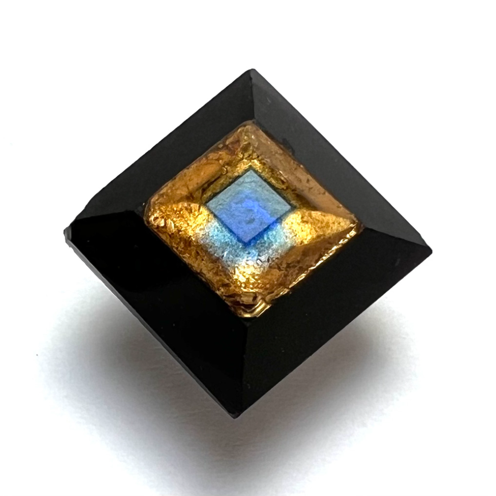 Black glass Tingue square shape button. 