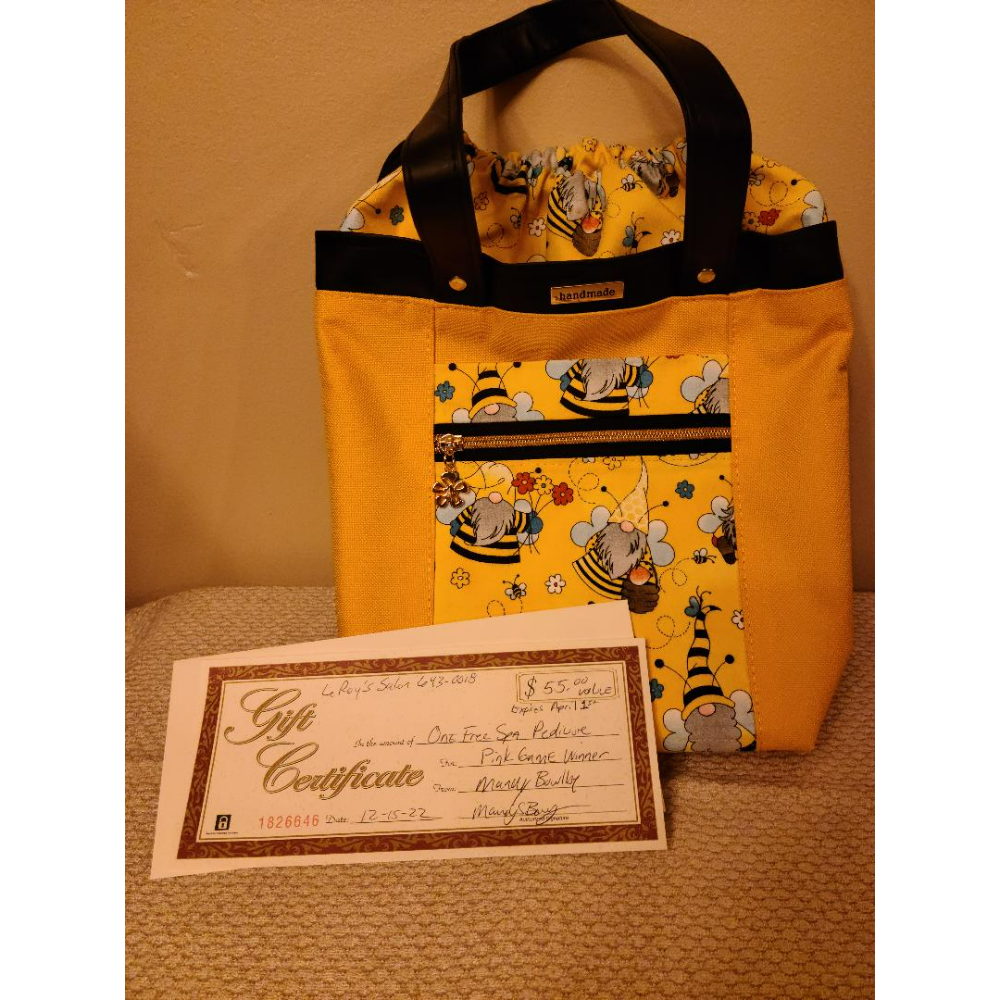 Handcrafted bag with Pedicure gift certificate