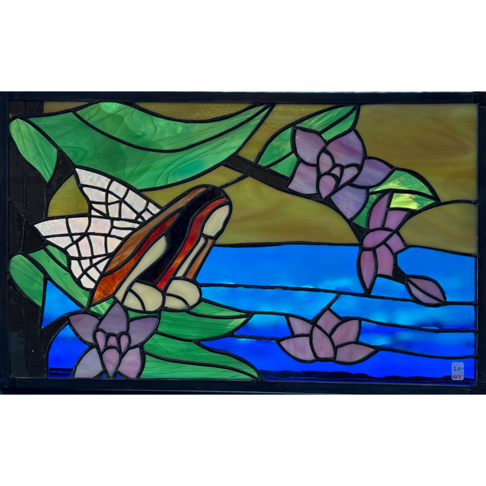 Fairy by the Water with Orchids, stained glass