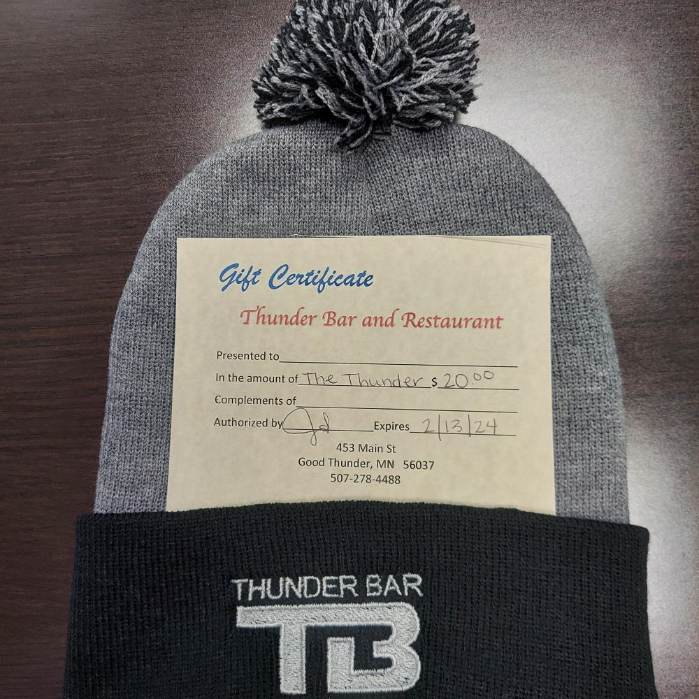 $20.00 gift certificate and winter hat