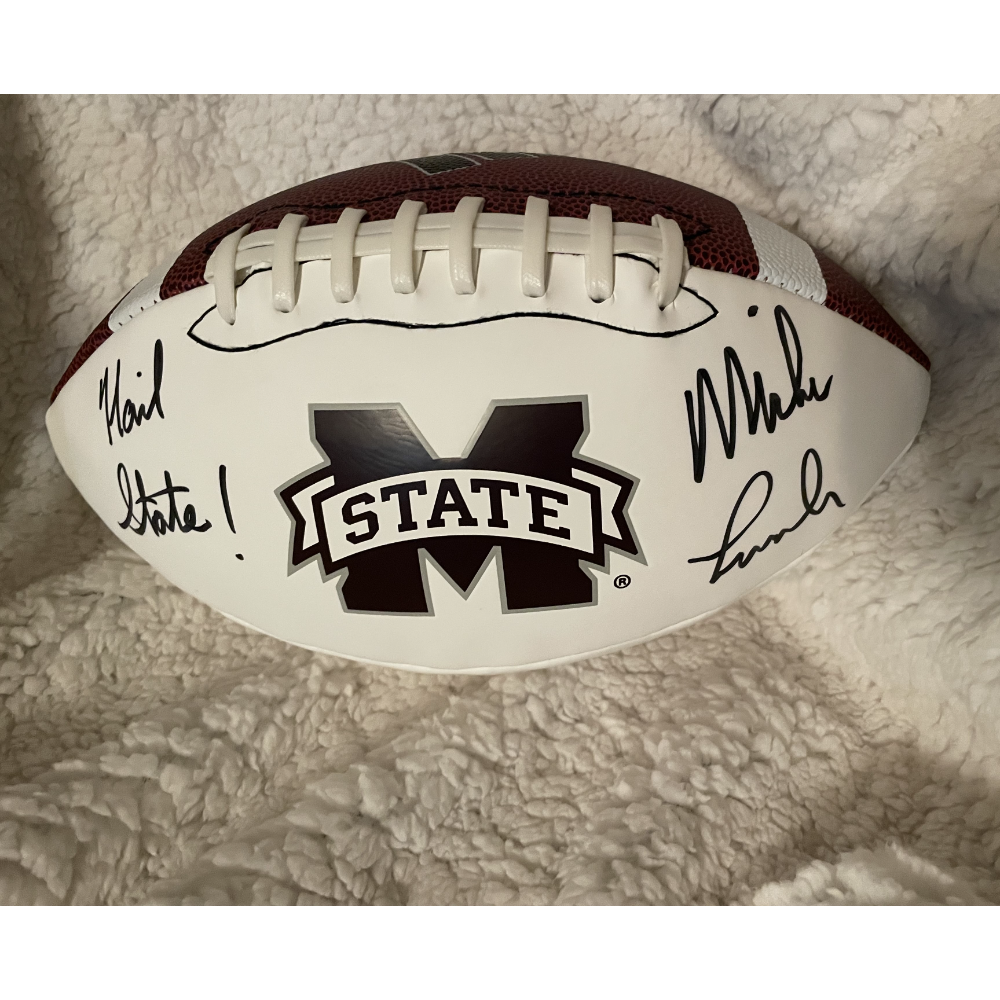Mike Leach SIGNED Mississippi State Bulldogs football w/ "Hail State" inscription