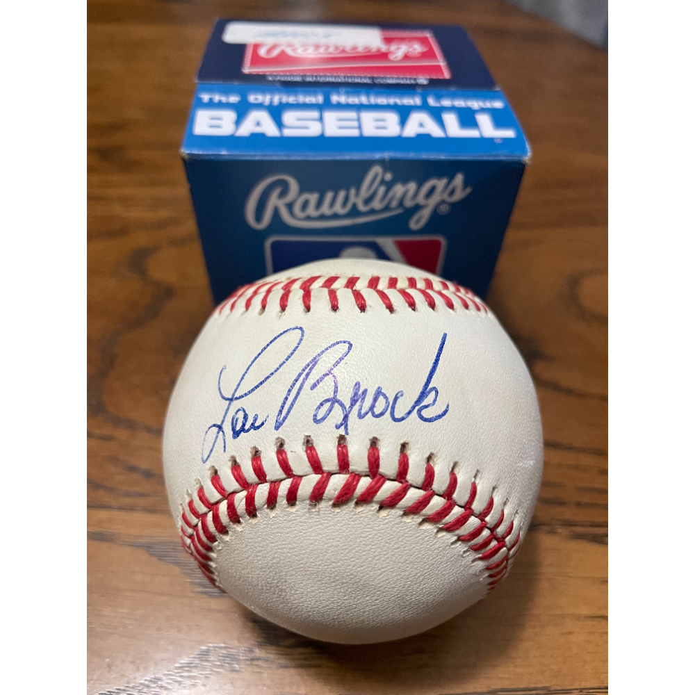 Lou Brock signed National League baseball  (St Louis Cardinals HOF'er)