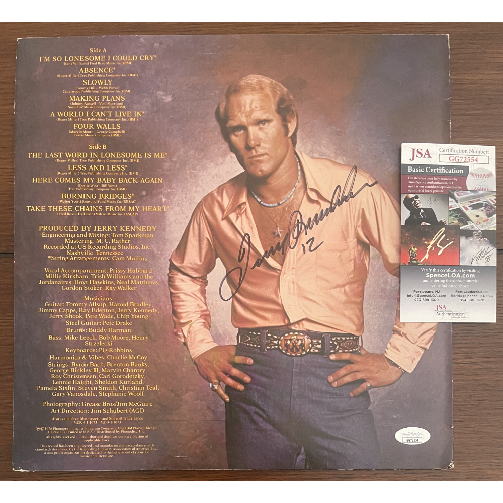 Terry Bradshaw signed 1976 "I'm So Lonesome I Could Cry" Vinyl Album (JSA COA)
