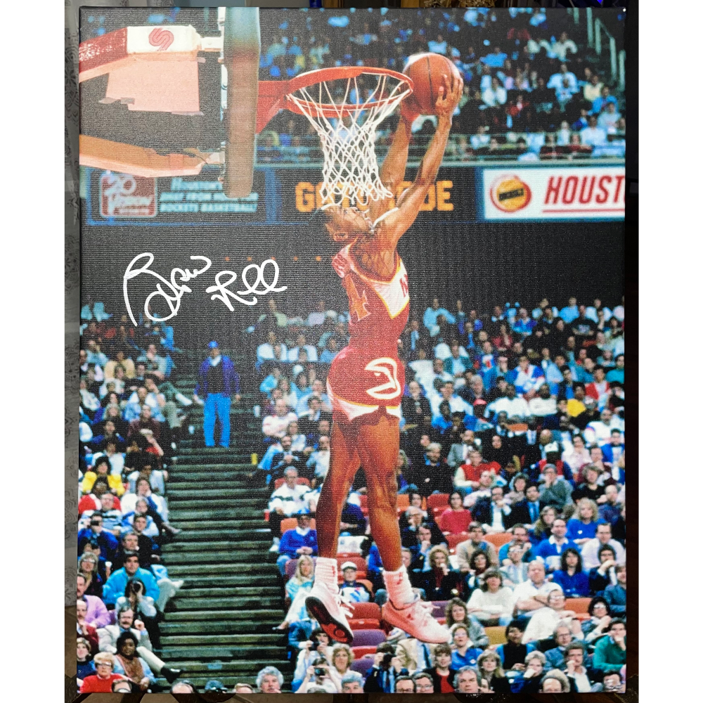 Spud Webb signed Atlanta Hawks 16x20 Canvas photo from 1986 Slam Dunk Contest