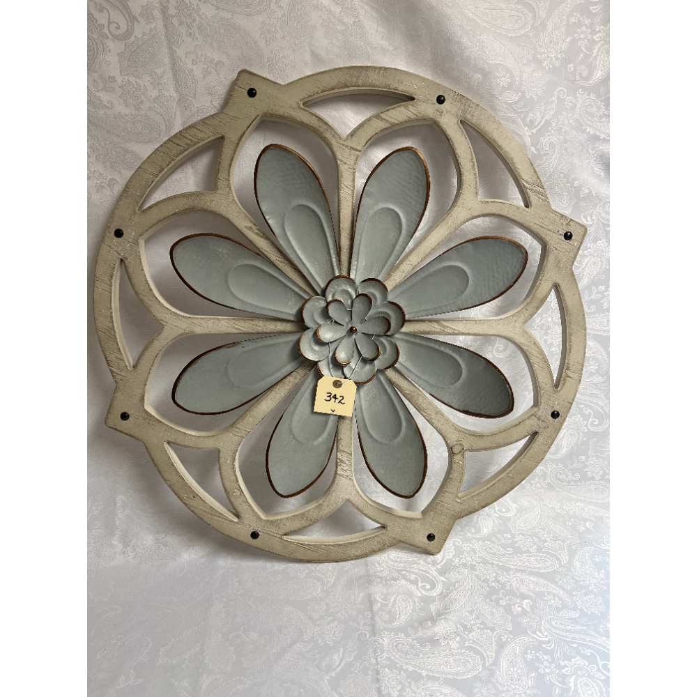 Floral Wood and Metal Wall Hanging