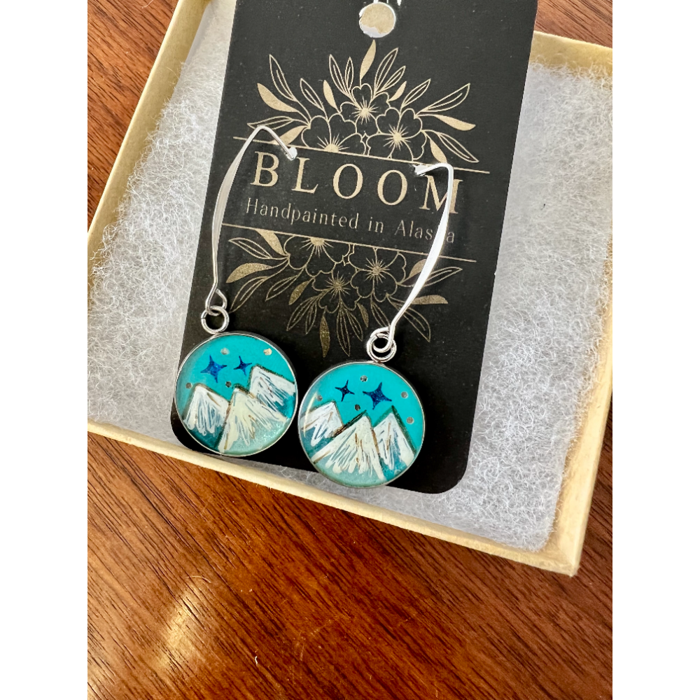 Bloom - Handpainted in Alaska Mountain Earrings