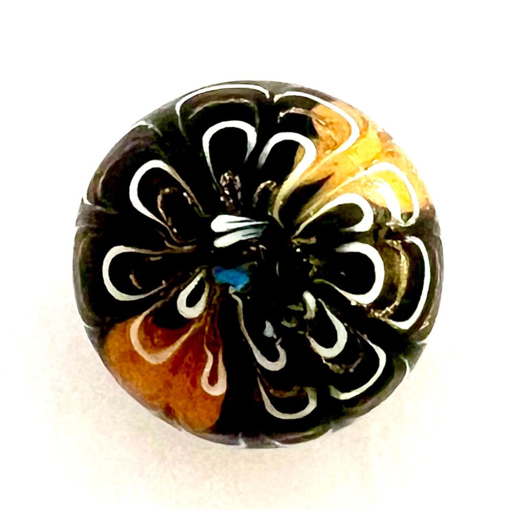 Gorgeous Nailsea looped glass ball button.