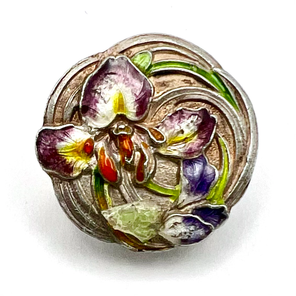 Japanese Enamel Iris button. 