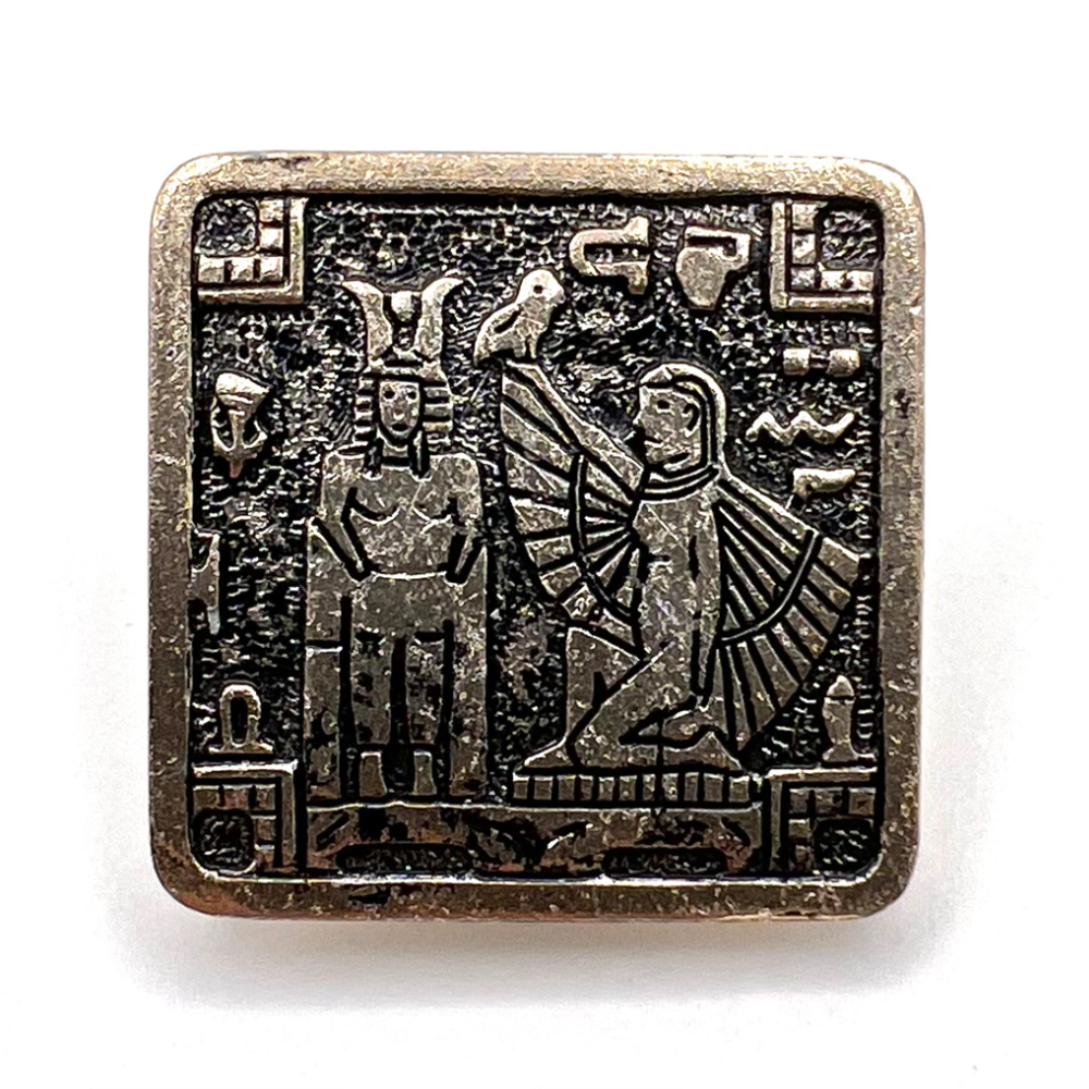 Aluminum button of Egyptian Gods.